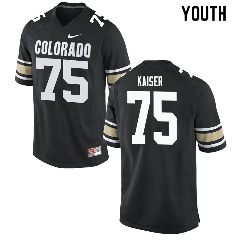 Youth #75 Josh Kaiser Colorado Buffaloes College Football Jerseys Sale-Home Black